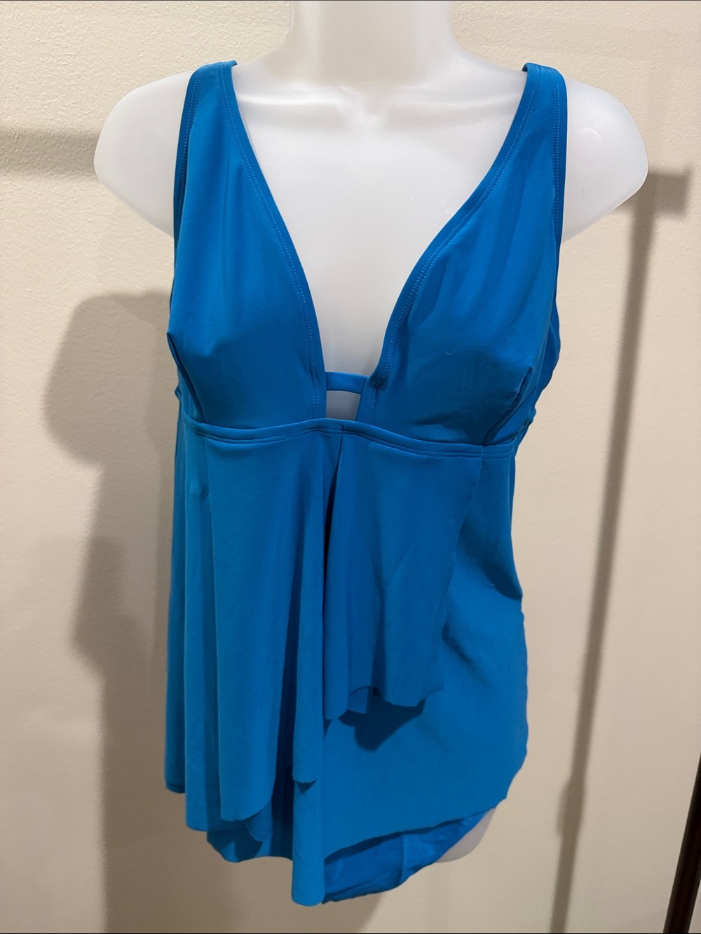 Bright Blue V-Neck Swim Tank with Full Coverage High Rise Bottom